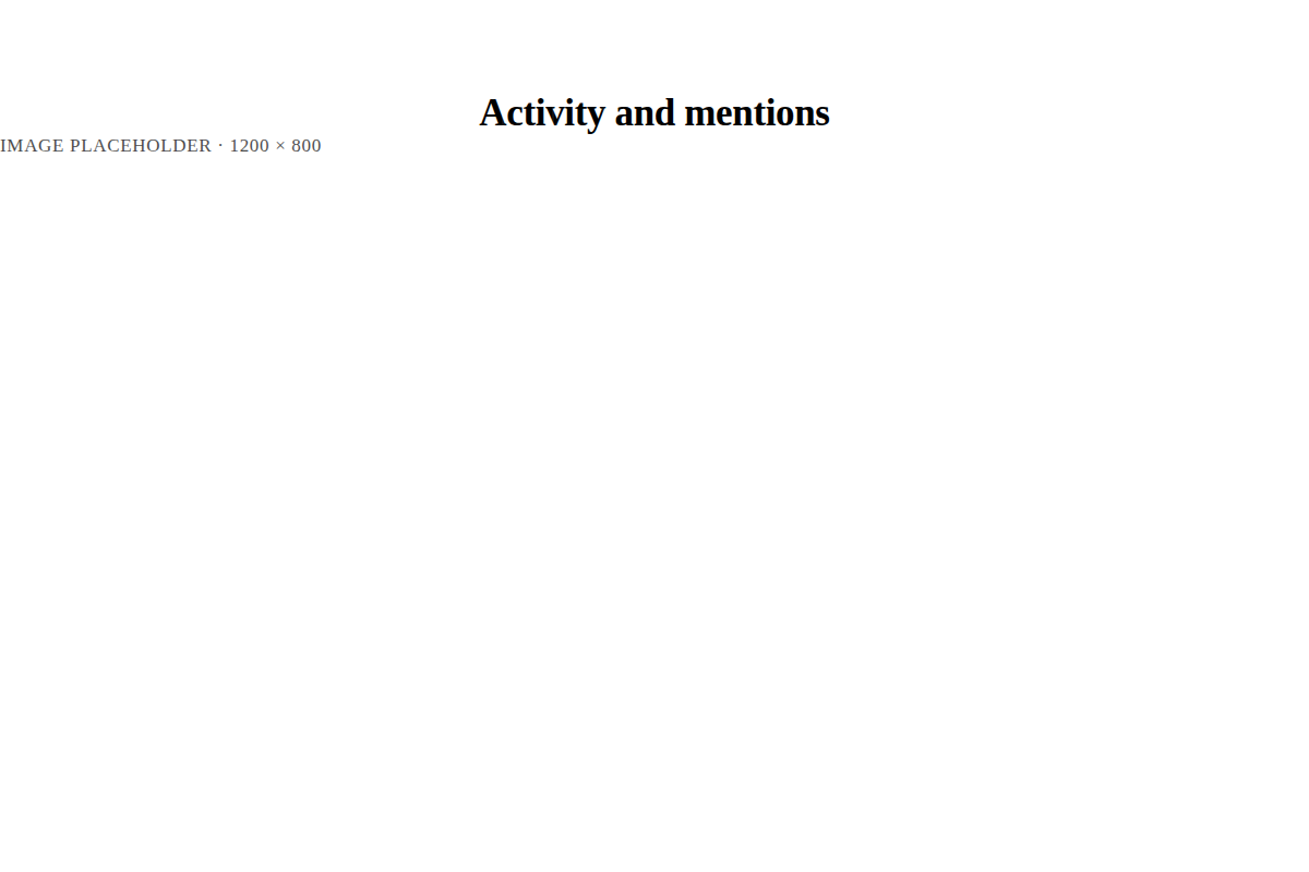 An activity list showing unread messages, a mention and a call starting soon